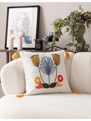 Swita Comfort Serisi Punch Işlemeli Keten Kırlent Kılıfı 43X43 cm