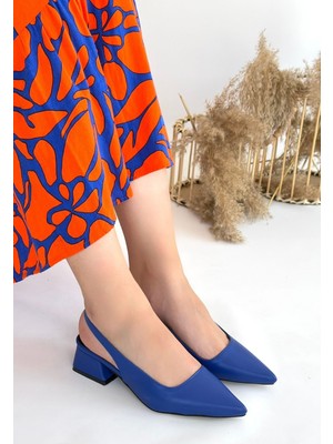 Fantastik Store Morji Mavi Cilt Topuklu Ayakkabı - Lisinya