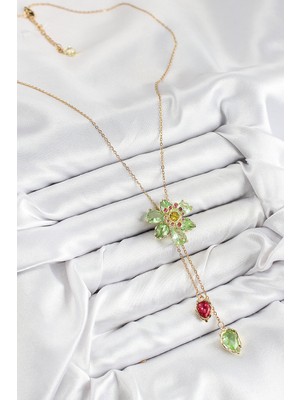 Fantastik Store Vıp Pirinç Zirkon Taşlı Çiçek Model Gold Renk Asansörlü Kadın Kolye - Lisinya