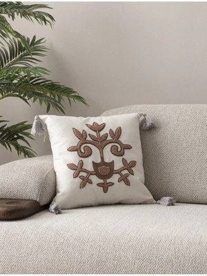 Swita Comfort Serisi Punch Işlemeli Keten Kırlent Kılıfı 43X43 cm