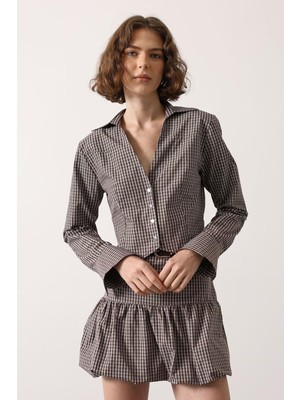 Bacc Kahve Pötikare Desenli Fit Gömlek BCRY-261281