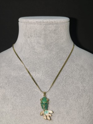 Vulwox Altın Yeşil Balık Kolye