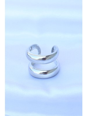 Fantastik Store Pirinç Gümüş Renk Ayarlanabilir Şerit Yüzük - Lisinya