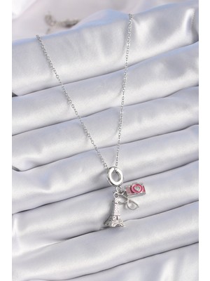 Fantastik Store 316L Çelik Gümüş Renk Eyfel Kule Fotoğraf Makinesi Model Charm Kadın Kolye - Lisinya