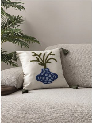 Swita Comfort Serisi Punch Işlemeli Keten Kırlent Kılıfı 43X43 cm