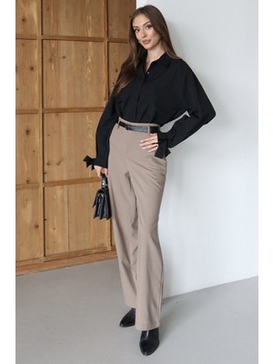 Bacc Vizon Kemerli Çift Cepli Palazzo Pantolon BCRU-261310