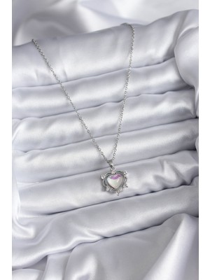 Fantastik Store 316L Çelik Zincir Gümüş Renk Kalp Model Kadın Kolye - Lisinya