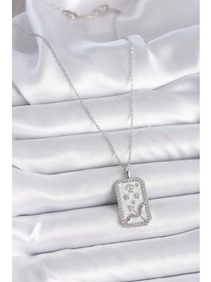 Fantastik Store 316L Çelik Gümüş Renk Zincir Yay Burcu Zirkon Taşlı Kadın Kolye - Lisinya