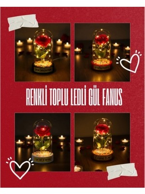 Livenda Renkli Toplu Ledli Gül Fanus