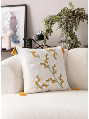 Swita Comfort Serisi Punch Işlemeli Keten Kırlent Kılıfı 43X43 cm