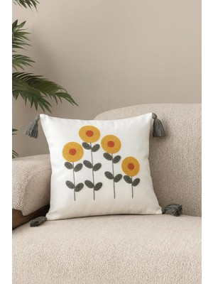 Swita Comfort Serisi Punch Işlemeli Keten Kırlent Kılıfı 43X43 cm