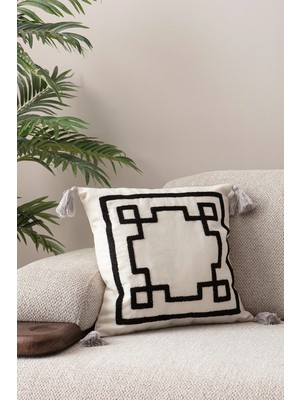 Swita Comfort Serisi Punch Işlemeli Keten Kırlent Kılıfı 43X43 cm