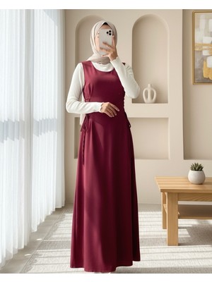 Modamorfo Yandan Bağlamalı Double Kumaş Jile  -Bordo