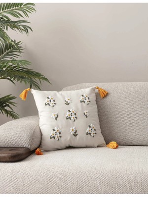 Swita Comfort Serisi Punch Işlemeli Keten Kırlent Kılıfı 43X43 cm