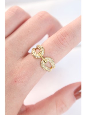 Fantastik Store Zirkon Taşlı Gold Renk Ayarlanabilir Yüzük - Lisinya