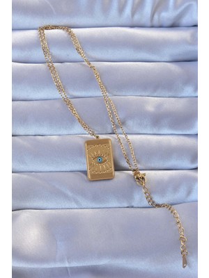 Fantastik Store 316L Altın Renk Işlemeli Nazarlı Göz Model Vintage Kolye - Lisinya