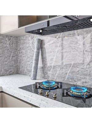 Fantastik Store Mermer Desenli Mutfak Duvar Kağıdı Sticker - 5MX60CM Su Geçirmez, Yağa Dayanıklı, Yüksek Sıcaklığa Dayanıklı Tezgah, Dolap, Ocak Yenileme Folyosu T04 ( Lisinya )