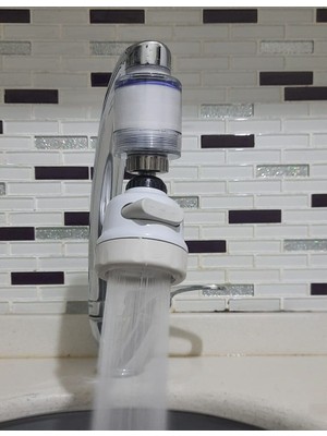 Filtreli Kireç Önleyici 360 Derece Dönen Hareketli Musluk Başlığı - 3 Fonksiyonlu - Krem - Lisinya