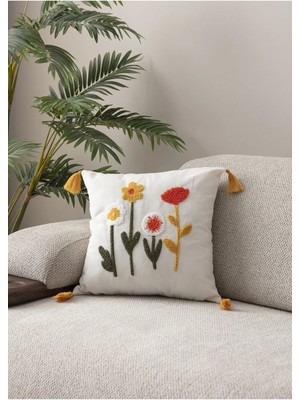 Swita Comfort Serisi Punch Işlemeli Keten Kırlent Kılıfı 43X43 cm