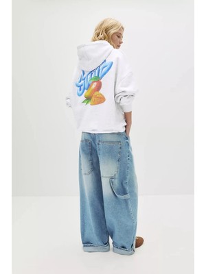 Divin Baskılı Kapüşonlu Mn Oversıze Sweatshırt Büyük Beden