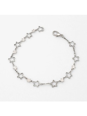 Crystal Atelier Gümüş Kaplama Paslanmaz Çelik Yıldız Motifli Zincir Bileklik - Y2K Fairycore Vintage Tasarım Yıldız Model Kadın Bileklik