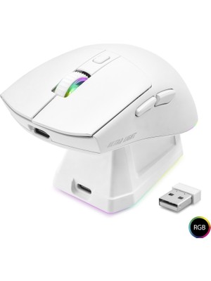 Skygo Kablosuz Gaming Rgb Mouse Şarj Standlı - Beyaz MF1215W