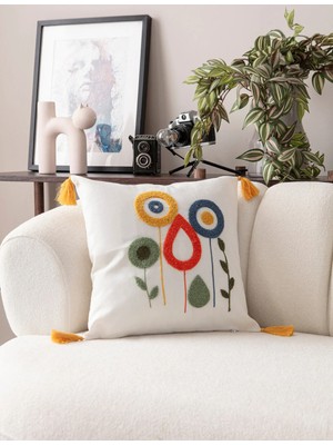 Swita Comfort Serisi Punch Işlemeli Keten Kırlent Kılıfı 43X43 cm