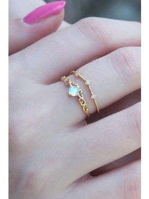 Fantastik Store Gold Renk Zirkon Taşlı Taç Model Kadın Yüzük - Lisinya