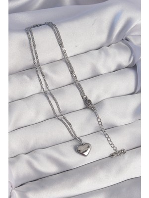 Fantastik Store 316L Çelik Gümüş Renk Kalp Model Love Kolye - Lisinya