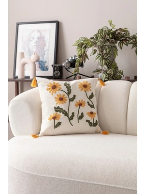 Swita Comfort Serisi Punch Işlemeli Keten Kırlent Kılıfı 43X43 cm