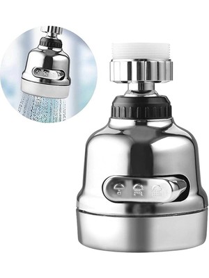 Filtreli Krom 3 Fonksiyonlu  Oynar Musluk Başlığı - 360 Derece Dönebilen - Lisinya