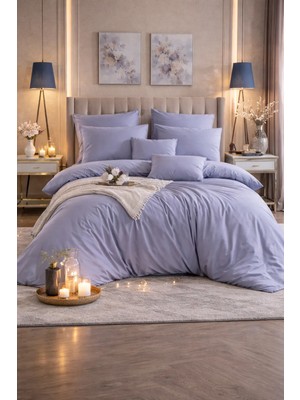 Vionetta Ranforce % 100 Pamuk Koyu Gri Lastikli Çarşaflı 4 Yastıklı Çift Kişilik Nevresim Takımı