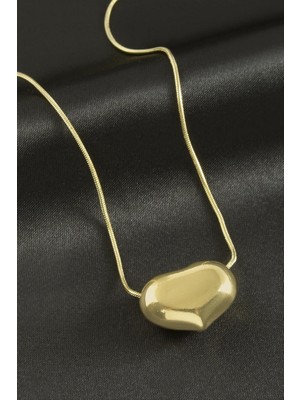 Zero Land Gld-Spt- Bombeli Kalp Lüks Çelik Kolye - Sarı