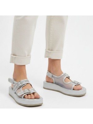 Fantastik Store Sinna Gümüş Cilt Tül Detaylı Sandalet - Lisinya