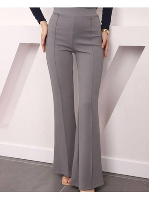 Ispanyol Paça Bel ve Bacak Bölgesi Toparlayıcı Önden Ütü Iz Detaylı Tayt Pantolon