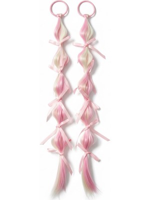 Pembe 2ADET Cosplay Bubble Bonbon Balon Kurdele Detay Yapay Parti Saç Postij Lastikli Toka Hediyelik