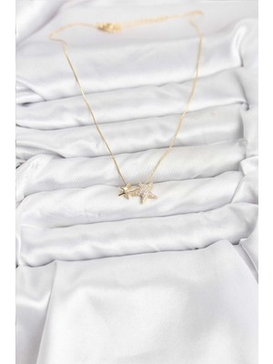 Fantastik Store Gold Renk Pirinç Minimal Yıldız Model Kadın Kolye - Lisinya