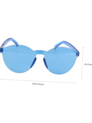 Fantastik Store Sert Mika Oval Şekilli Çerçevesiz Mavi Gözlük Retro Parti 5X14 cm - Lisinya