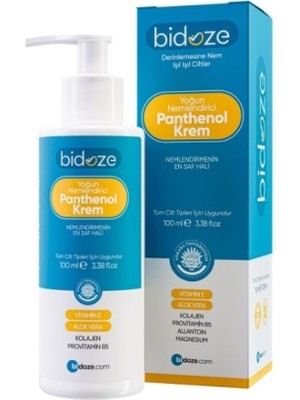 Bidoze Yoğun Nemlendirici Panthenol Krem 100 ml | Kolajen Hyaluronik Asit & E Vitamini
