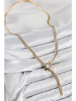 Fantastik Store Pirinç Asansörlü Yılan Model Gold Renk Kadın Kolye - Lisinya