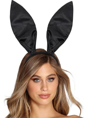 Fantastik Store Siyah Renk Saten Kaplama Şekil Verilebilir Tavşan Kulak Taç 35X11 cm - Lisinya