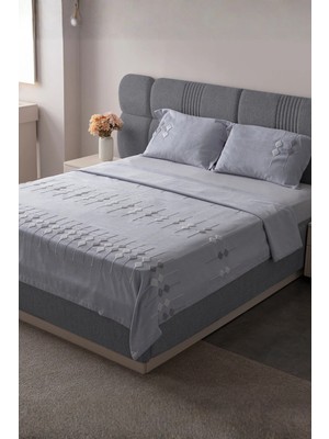 Swita Çift Kişilik Nakışlı Yatak Örtüsü Seti Şönil Kumaş Punch Nakışlı 240X260CM
