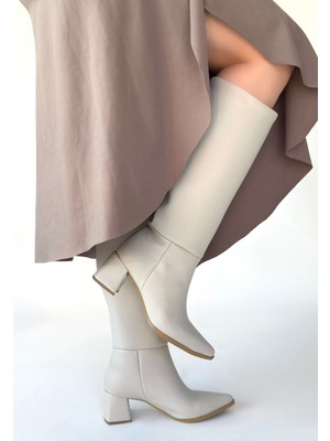 Fantastik Store Roksa Ten Cilt Topuklu Çizme - Lisinya