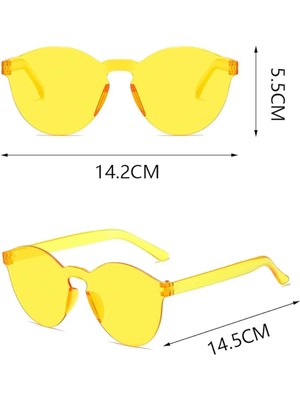 Fantastik Store Sert Mika Oval Şekilli Çerçevesiz Sarı Gözlük Retro Parti 5X14 cm - Lisinya