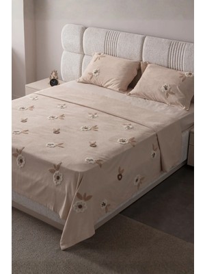 Swita Lalezar Desen Çift Kişilik Nakışlı Yatak Örtüsü Seti Şönil Kumaş Punch Nakışlı 240X260CM