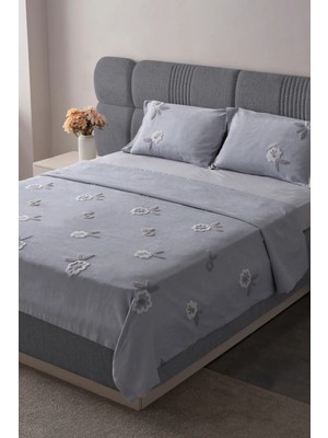 Swita Çift Kişilik Nakışlı Yatak Örtüsü Seti Şönil Kumaş Punch Nakışlı 240X260CM