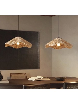 Tasarı Sanatı Ev Dekorasyonu Aydınlatma 2 Adet Rafya  Iskandinav Rustik Tarz Bohem Avize
