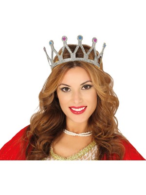 Fantastik Store Gümüş Renk Çocuk ve Yetişkin Uyumlu Kraliçe Tacı Prenses Tacı 8X25 cm - Lisinya