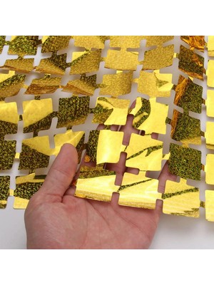 Fantastik Store Ekstra Metalize Altın Renk Disko Dikdörtgen Kesim Kapı Perdesi Dekorasyon 1x2 Metre - Lisinya