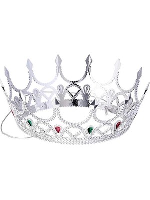 Fantastik Store Taşlı Rönesans Kostümlü Kraliyet Ortaçağ Gümüş Kraliçe Prenses Tacı - Lisinya